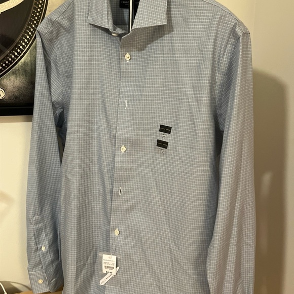 Pronto Uomo Non-Iron Slim Fit Blue Checkered Dress Shirt Size 16.5 34/35 - Picture 4 of 6